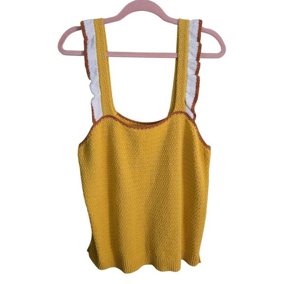 Madewell NWT Colorblock Crocheted Ruffled Strap Sweater Tank Size XL - Picture 2 of 10